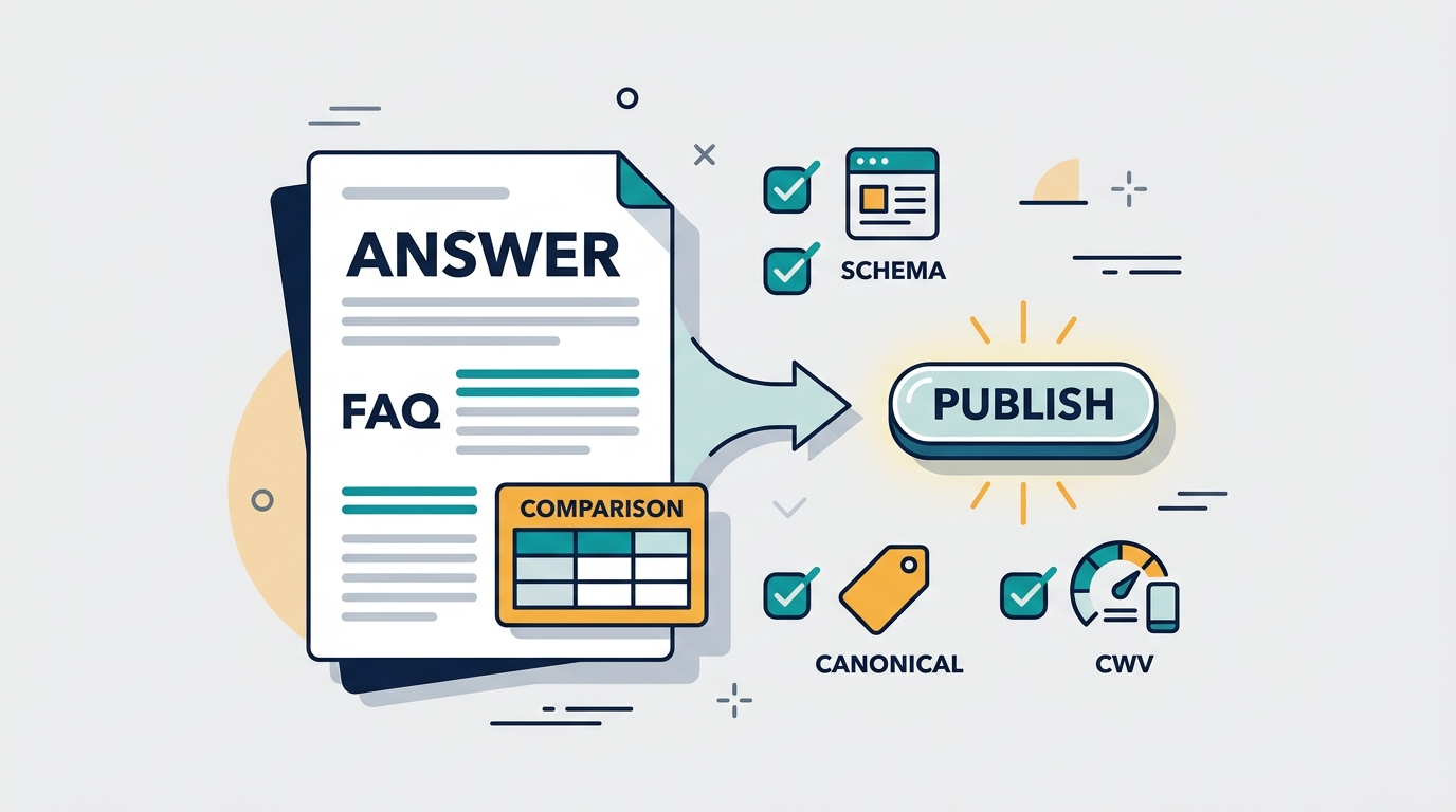 Concept of agency SEO tools generating AEO articles and one-click publishing for clients